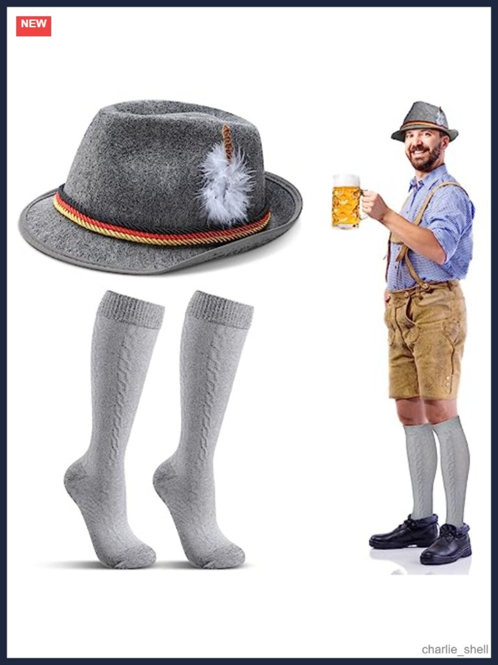 Oktoberfest Hat Sock Set Bavarian Costume Accessories Felt Cotton